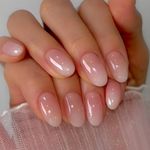 24Pcs French Tip Press on Nails Short, Almond False Nails Pink White Gradient Ballerina Acrylic Full Cover Stick on Nails, Oval Reusable Artificial Glue on Fake Nails for Women and Girls Nail Art