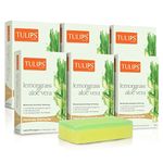 TULIPS Moisturizing, Nourishing Refreshing Bathing Bar Soap with Lemongrass & Aloe Vera (Pack of 6)