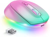 seenda Wireless Mouse, Rechargeable Light Up Mouse for Laptop, Small Cordless Mice with Quiet Click LED Rainbow Lights for PC Computer Kids Chromebook Windows Mac, Gradient Pink