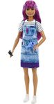 Barbie Salon Stylist Doll (12-in) with Purple Hair, Tie-dye Smock, Striped Tee, Blow Dryer & Comb Accessories, Great for Ages 3 Years Old & Up