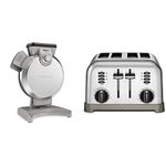 Cuisinart WAF-V100C Vertical Belgian Waffle Maker/Waffle Iron + CPT-180 Metal Classic 4-Slice Toaster (Brushed Stainless)