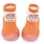 Baby Shoes Cotton Sock Non-Skid Breathable Slipper Floor Shoes with Rubber Soles Lightweight First Walking Moccasins for Toddler Girls Boys Orange