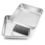 Herogo 8 inch Cake Tin Set of 2, Stainless Steel Square Cake Tin for Baking Roasting, Brownie Cake Pan Bakeware Set for Wedding, Healthy & Non-Toxic, Brushed Surface, Dishwasher Safe, 20cm