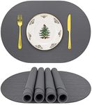 Silicone Placemats, Oval Placemats for Dining Table, Non-Slip Kids Placemats, Waterproof Heat Resistant Washable Indoor & Outdoor Placemat for Patio Table (Dark Gray-Oval)