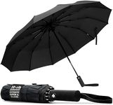 TANNESS Windproof Umbrella – 10-Rib Waterproof & Compact Umbrella with Automatic Open/Close Function and Ergonomic Handle – Folding Mini Umbrella - Strong Umbrellas for Wind and Rain (Black)