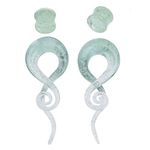 NewZenro Glow in The Dark Ear Glass Spiral Tapers Plugs Tunnels Expander Hanger Gauges Earrings Stretching Body Piercings Jewelry Set For Women Men, 00G (10mm), Glass, no gemstone