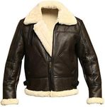 Men's B3 RAF Aviator Cockpit Pilot Military Real Sheep Shearling Warm Bomber Leather Jacket for Winters (CA/US, Alpha, Medium, Regular, Regular, Brown)