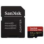 SanDisk Extreme Pro 64 GB microSDXC Memory Card + SD Adapter with A2 App Performance + Rescue Pro Deluxe 170 MB/s Class 10, UHS-I, U3, V30