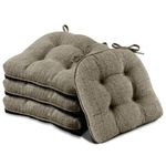 Basic Beyond Chair Cushions for Dining Chairs 4 Pack, Dining Seat Cushions with Ties and Non Slip Backing, 15.5 x 15.5 inches Tufted Kitchen Chair Pads (Khaki)