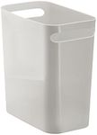 mDesign Plastic Slim Large 2.5 Gallon Trash Can Wastebasket, Classic Garbage Container Recycle Bin for Bathroom, Bedroom, Kitchen, Home Office, Outdoor Waste, Recycling - Aura Collection - Light Gray