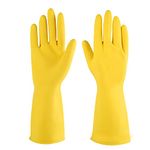 Rubber cleaning gloves yellow 3 Pairs for Household,Reuseable dishwashing gloves for Kitchen.(3,Medium)