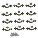 YMAISS 12Pcs Vintage Ceramic Cabinet Knobs Handles Pulls for Kitchen Cabinets Cupboard Bathroom Dresser Wardrobe Closet Decoration Pulls (White + Bronze)