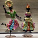 KRAFTSKALA Exquisite Handcrafted Antique Dancer Figurines – Traditional Indian Folk Dance Showpieces for Elegant Home Decor and Cultural Gifts (Bharatnatyam)