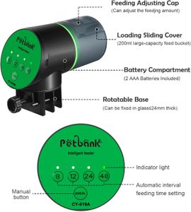 Petbank Automatic Fish Feeder – Battery Operated Aquarium Food Dispenser with Timer