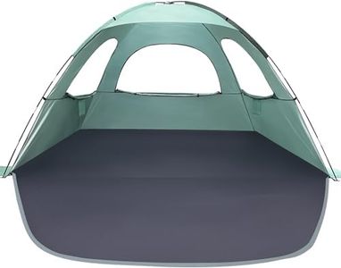 WhiteFang Beach Tent Anti-UV Portable Sun Shade Shelter for 8 Person, Extendable Floor with 3 Ventilating Mesh Windows Plus Carrying Bag, Stakes and Guy Lines (Mint Green)