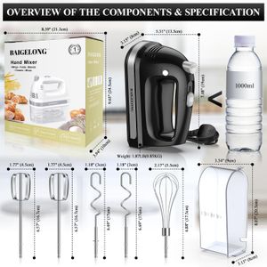 BAIGELONG 300W Hand Mixer – Black Electric Kitchen Mixer