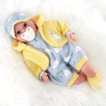 The Magic Toy ShopBibi Doll - 18" Lifelike Large Size Soft Bodied Baby Doll Girls Boys Toy Dolly With Sounds and Comforter (Yellow)