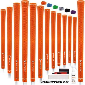 SAPLIZE Rubber Golf Grips, 13 Grips with Complete Regripping Kit, Midsize, Golf Club Grip, Orange