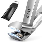 Toenail Clippers for Seniors Thick Nails - Ergonomic Large Angled Head Nail Clippers with Catcher, Mess Free Wide Jaw Sharp Blade Nail Cutter Gifts for Him Men & Women, Sliver