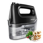 SHARDOR Hand Mixer Electric Whisk, 400W All-Pure Copper Hand Whisk,6 Speed & Turbo Mixer Electric Handheld, Snap-On Storage Case,5 Stainless Steel Accessories for Kitchen Baking,Black