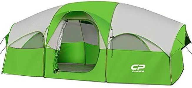 CAMPROS CP Tent-8-Person-Camping-Tents, Gifts for Family Waterproof Windproof Family Tent, 5 Large Mesh Windows, Double Layer, Divided Curtain for Separated Room,8 Person, Camping & Hiking - Green