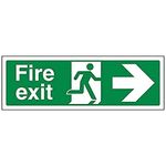 V Safety 14004AX-S Fire Exit Arrow Right Sign - Landscape - 300mm x 100mm - Self Adhesive Vinyl, Green