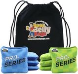 Beer Belly Bags Pro Plus Competitive Cornhole Bags Pro+ Series Tournament Regulation Resin Fill Set of 8 Includes Carrying Tote Made in USA (Blue/Green)