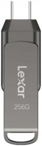 Lexar JumpDrive Dual Drive D400 USB 3.1 Type-C USB Flash Drive 256GB, Read up to 130MB/s, Metal Swivel 2-in-1 USB Stick with Type-C and Type-A, Memory Stick for USB 3.0, 2.0 Device(LJDD400256G-BNQNG)