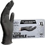 ForPro Disposable Nitrile Gloves, Chemical Resistant, Powder-Free, Latex-Free, Non-Sterile, Food Safe, 4 Mil, Black, X-Large, 100-Count