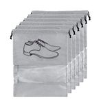 BigPlayer Travel Shoe Pouch Set - Pack of 6, Grey Transparent Non-Woven Fabric Shoe Covers - Keep Your Shoes Protected While Traveling