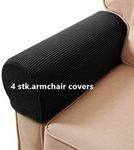 SXNING Arm Rest Covers Set, Pack of 4 Stretch Armchair Arm Covers Soft Polyester Arm Caps Non Slip Furniture Protector for Chair, Sofa, Couch (Black)