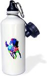 3dRose wb_262024_1 Wild and Free- Running Horse Design in Rainbow Colors Water Bottle 21 Ounces