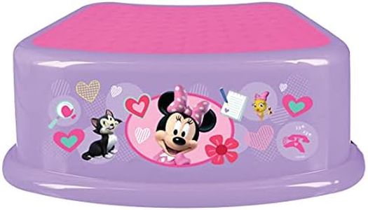 Disney Minnie Mouse Happy Helpers Bathroom Step Stool for Kids Using The Toilet and Sink, Pink and Purple, 12.1"x4.7"x9.4"
