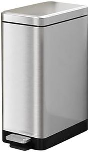 Slim Trash Bin with Lid Soft Close, 15 Liter Kitchen Stainless Steel Step Garbage Can with Inner Bucket, Rectangular Wastebasket Rubbish Bin for Living Rooms, Bathroom, Bedroom, Office(15 Liter)