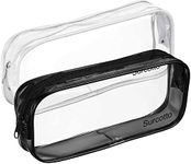 Surcotto Clear Pencil Case, 2PCS Transparent Pencil Case for Exams, See Through Pencil Case, 22x4x9 cm, Black& White | Versatile Storage for Stationery, Toiletries, Makeup & Office Supplies