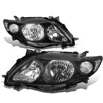 DNA Motoring HL-OH-TCO09-BK-CL1 Black Housing Clear Corner Headlights Replacement For 09-10 Corolla