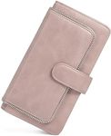 UTO Women Wallet Leather Vegan RFID Blocking Large Capacity 15 Card Slots Phone Holder Zipper Pocket CA