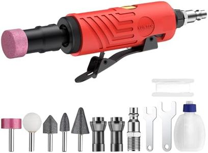 XUNTOP 25000Rpm Pneumatic Straight Die Grinder with After-Exhaust,Straight Die Grinder with Empty Oil Bottle and 1/4" 1/8"Collets Widely Used in Polishing,Edge Smoothing,Deburring