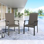 MFSTUDIO Patio Dining Chairs Set of 2, High-Back Outdoor Wicker Rattan Chairs with Oversized Seat, Metal Frame All-Weather Conversation Set for Patio, Backyard, Garden and Poolside, Multibrown