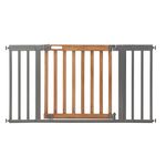 Summer Infant West End Safety Baby Gate, Fits Openings 36”-60” Wide, Slate Metal and Wood with Honey Oak Finish, for Doorways and Stairways, 30” Tall Walk-Through Baby and Pet Gate