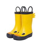 Childrens Child Wellies Girls Boys Kids Animal Wellington Boots RUBBER Lined Boots (Yellow Duck, UK Footwear Size System, Toddler, Numeric, Medium, 8)