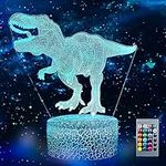 Lerelin Dinosaur 3D Illusion Lamp LED Night Light, USB Powered 16 Colours Flashing Remote Control Switch Bedroom Decoration Lighting Light Kids Adults for Boys Girls Birthday, Festival Gifts