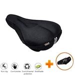 Ancocs Bicycle Seat Cushion with Waterproof Cover, Ultra Soft Gel Bike Seat Cover, Spinning Comfortable Bike Saddle for Mountain, Road Exercise and Cruiser Bikes, Men & Women.