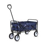 YSSOA Rolling Collapsible Garden Cart Camping Wagon, with 360 Degree Swivel Wheels & Adjustable Handle, 220lbs Weight Capacity,Blue