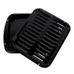 Certified Appliance Accessories SPL50016 Large 2-Piece Broiler Pan & Grill Set Porcelain-on-Steel 16-1/2"x12-3/4 x1-3/4 Broiler Pan for Oven, Black