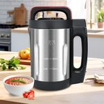 Homtone Soup Maker 2L, Makes 2-6 Servings, 6-in-1 Multifunctional Smooth and Chunky Soupmaker, Electric Soup Bleander Eeasy Clean for Home Use, Stainless Steel and Red