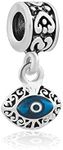 Sexy Sparkles Two Sided Blue Evil Eye Protection Dangle Charm Jewelry Bead Fits European Compatible Bracelets