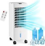 GiantexUK Evaporative Air Cooler, 60W Mobile Cooling Fan Humidifier with 3 Modes, 3 Fan Speed, Oscillation, 12H Timer, Remote Control & 2 Water Tanks, Portable Air Cooler Unit for Home Bedroom (White)
