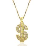 ALLY-MAGIC Dollar Sign Necklace, Dollar Sign Pendant Gold Plated Necklace with Rhinestones, Hip Hop Punk Chain for Rapper Men Woman Party Accessories Y7MJXL