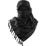 Luxns Military Shemagh Tactical Desert Scarf / 100% Cotton Keffiyeh Scarf Wrap for Men And Women, Black, One size